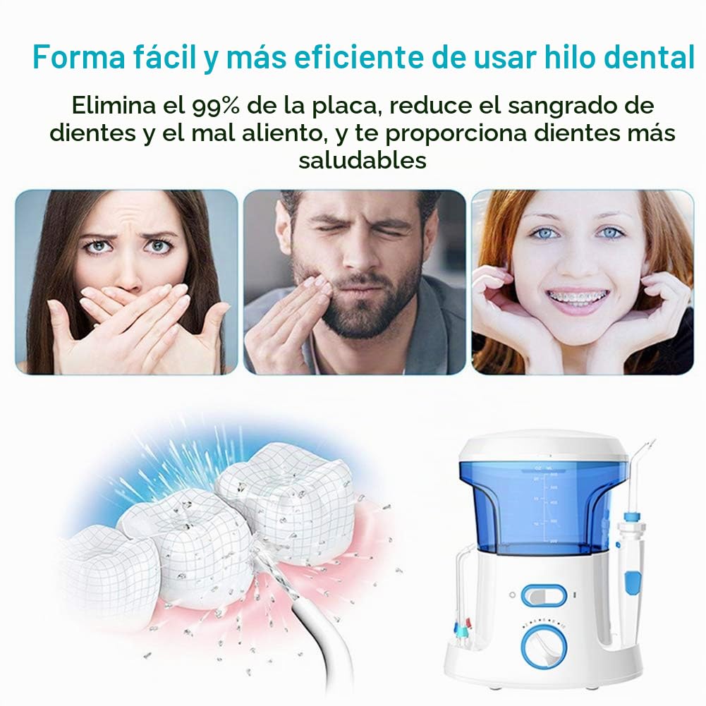 Flosser de Agua de encimera Irrigador bucal doméstico Limpiador Dental de Dientes con 7 Puntas, para el Cuidado de los Dientes del SPA Familiar