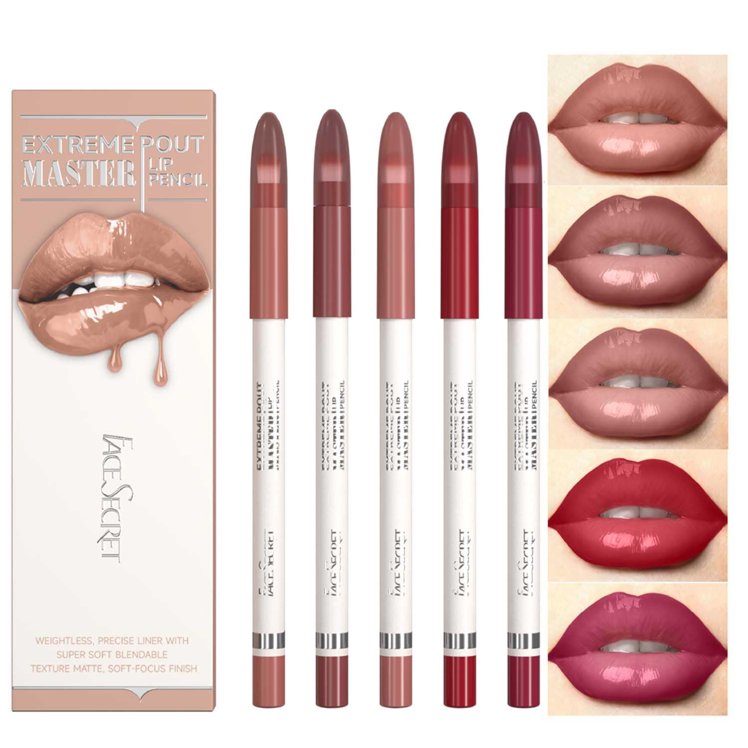 Beauty Glazed 5PCS Matte Lip Liner Pencil Set with Built-In Brush, Rose Nude & Soft Cocoa Shades Lip Combo Sets, Smooth Non-Drying Formula, Long-Lasting Matte Finish Lip Makeup (ROSE COCOA, 5) ROSE COCOA 5 Count (Pack of 1)