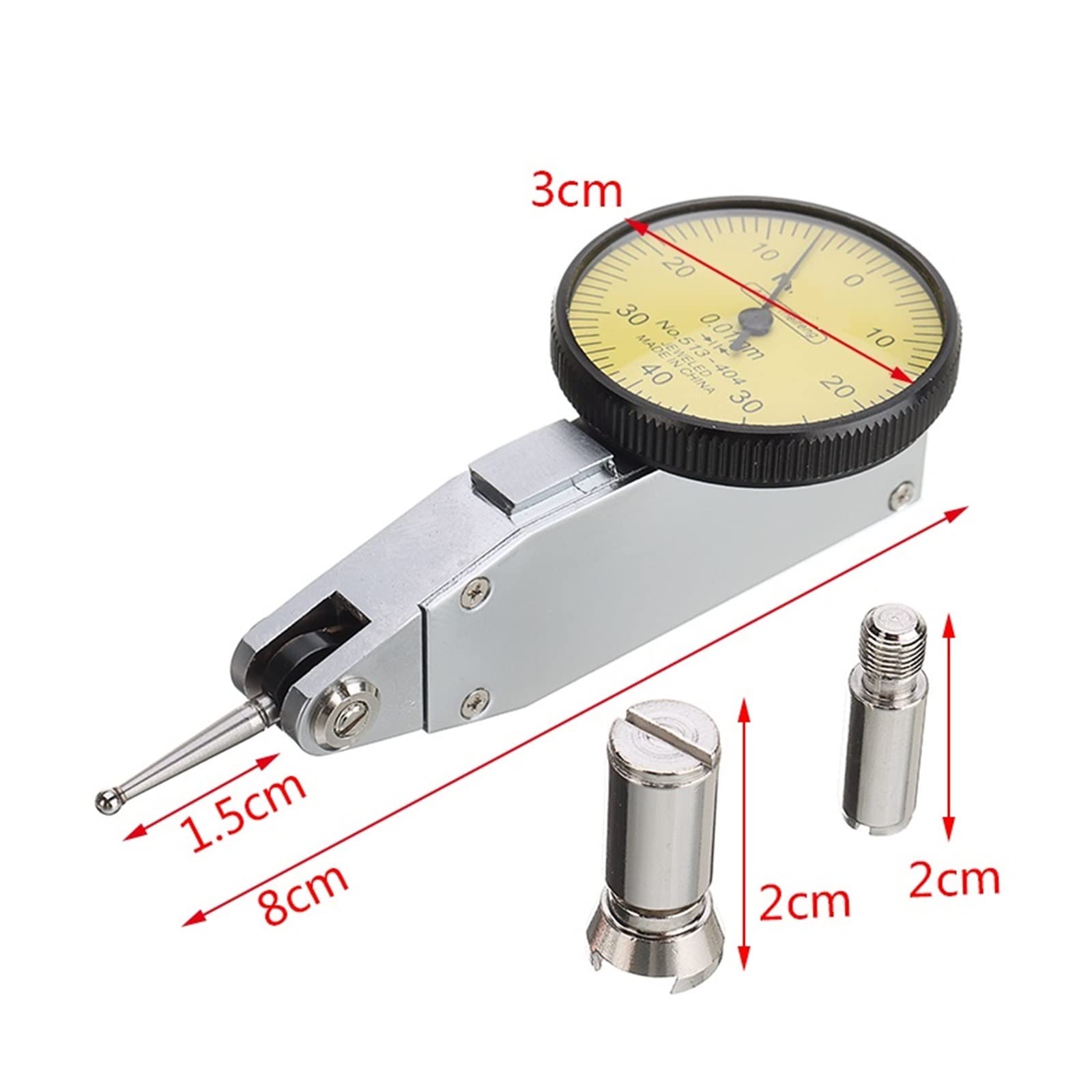 Reloj comparador, Indicador de prueba de indicador de Dial preciso, métrico de precisión con montaje en rieles de cola de milano, herramienta de instrumento de medición de 0-40-0 0,01mm Para impresora
