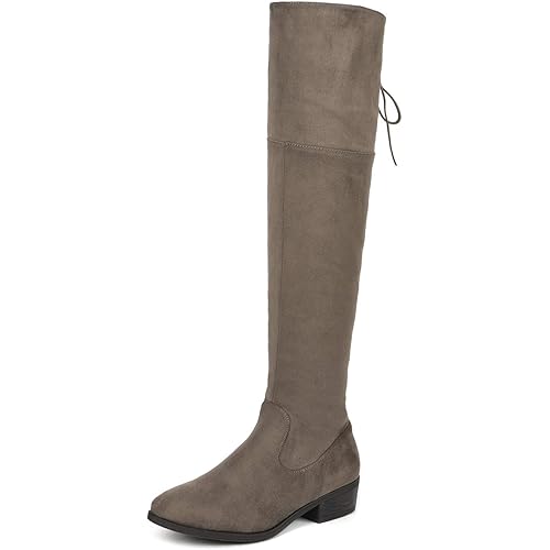 DREAM PAIRS Women's Over The Knee High Low Block Heel Riding Boots