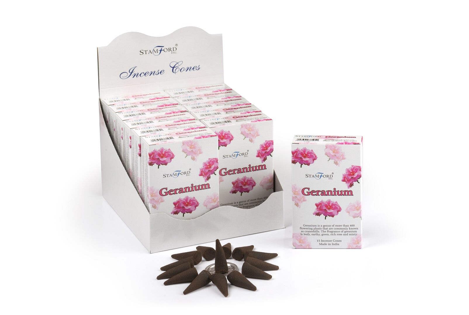 Stamford Inc. Pukinator Stamford Hex Incense Cones - Geranium
