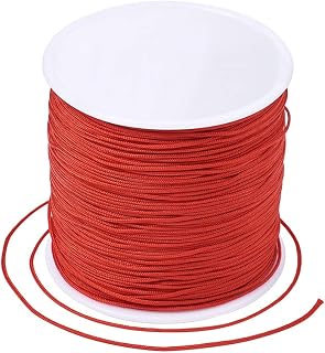 Cordón de hilo de nailon de 0,8 mm, 100 yardas/rollo, macramé, cuerda de nudo chino, para hacer manualidades, collar, pulsera, joyería, color rojo
