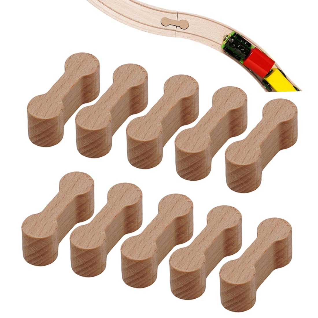 Conectores de vía universales, adaptadores de vías de madera, componentes ferroviarios de madera separados, compatibles con modelos de trenes de madera, 10 piezas