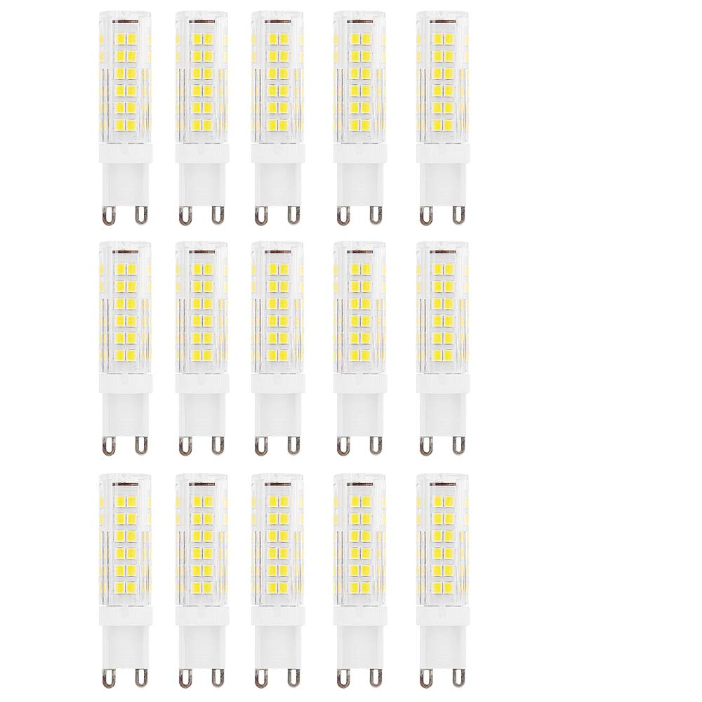 Bombillas LED G9 Equivalente a 9W Halógena de 90W Blanco Frío 6000K 900Lumen AC220-240V Ángulo de Haz de 360 ​° Lámpara de Ahorro de Energía g9 No Regulable(Paquete de 15)[Clase Energética A ++]