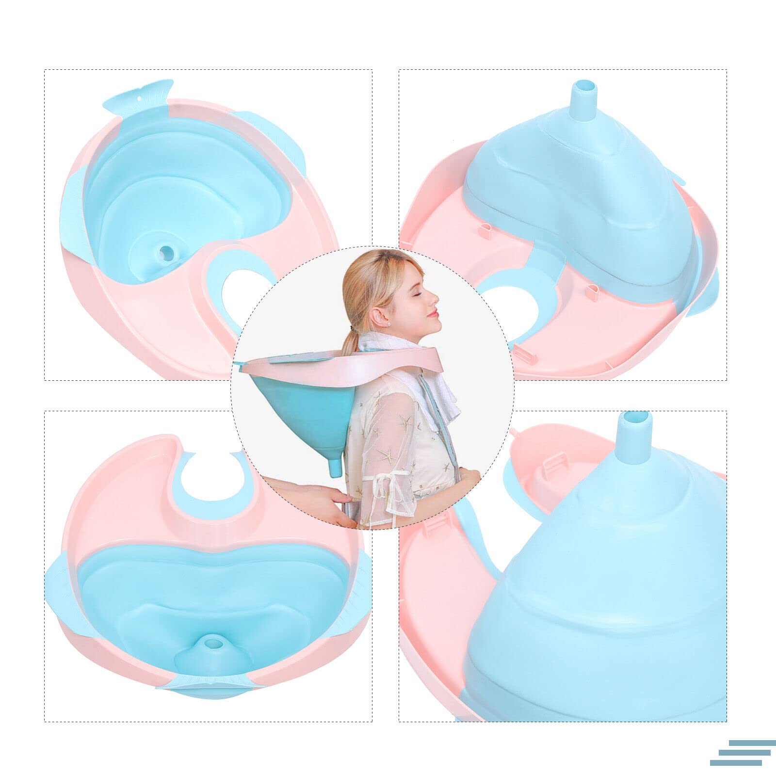 Lavabo móvil rosa + azul claro, lavamanos plegables con drenaje para salón, niños, discapacitados, ancianos, embarazadas