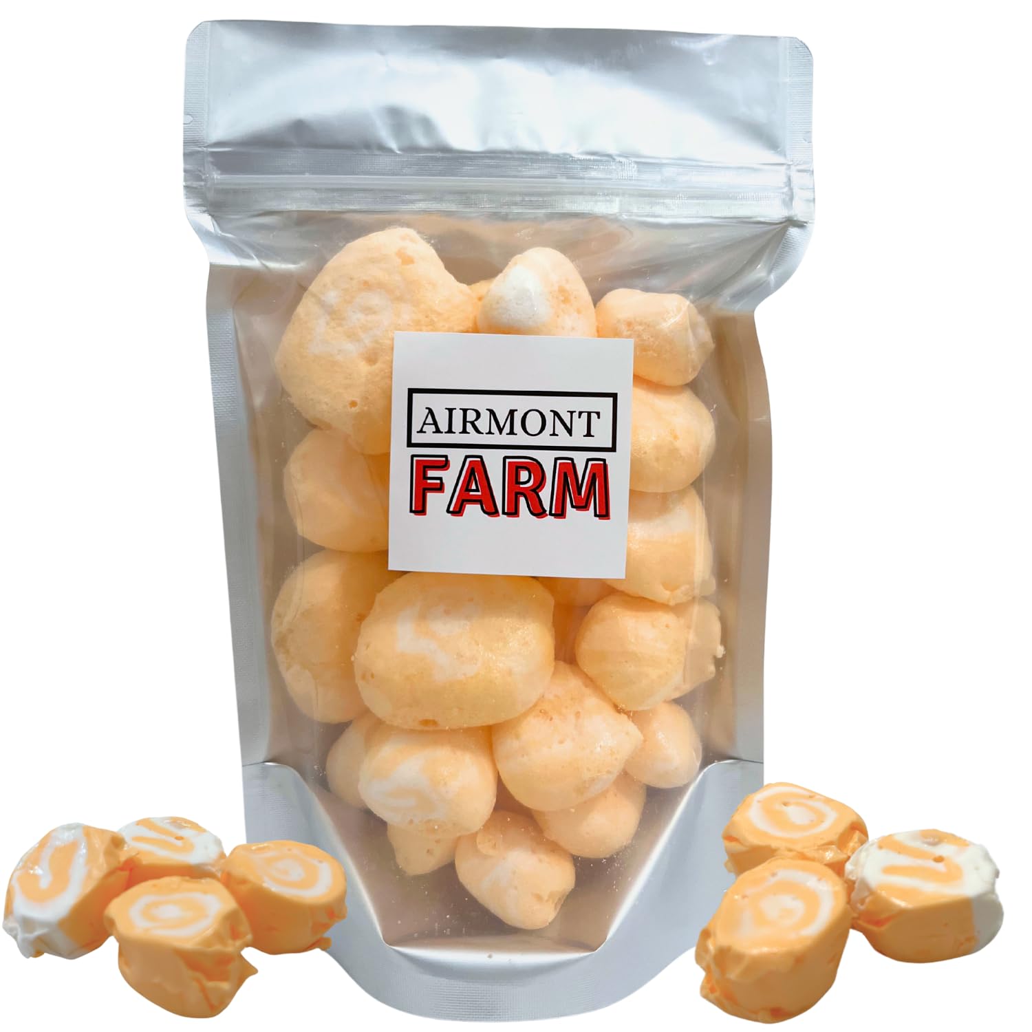 Freeze-Dried Candy Salt Water Taffy 2 oz - Cut To Bite Sized Pieces - Ships In Box - Deliciously Crunchy, Intense Flavor, Lightweight Snack (Orange Cream)