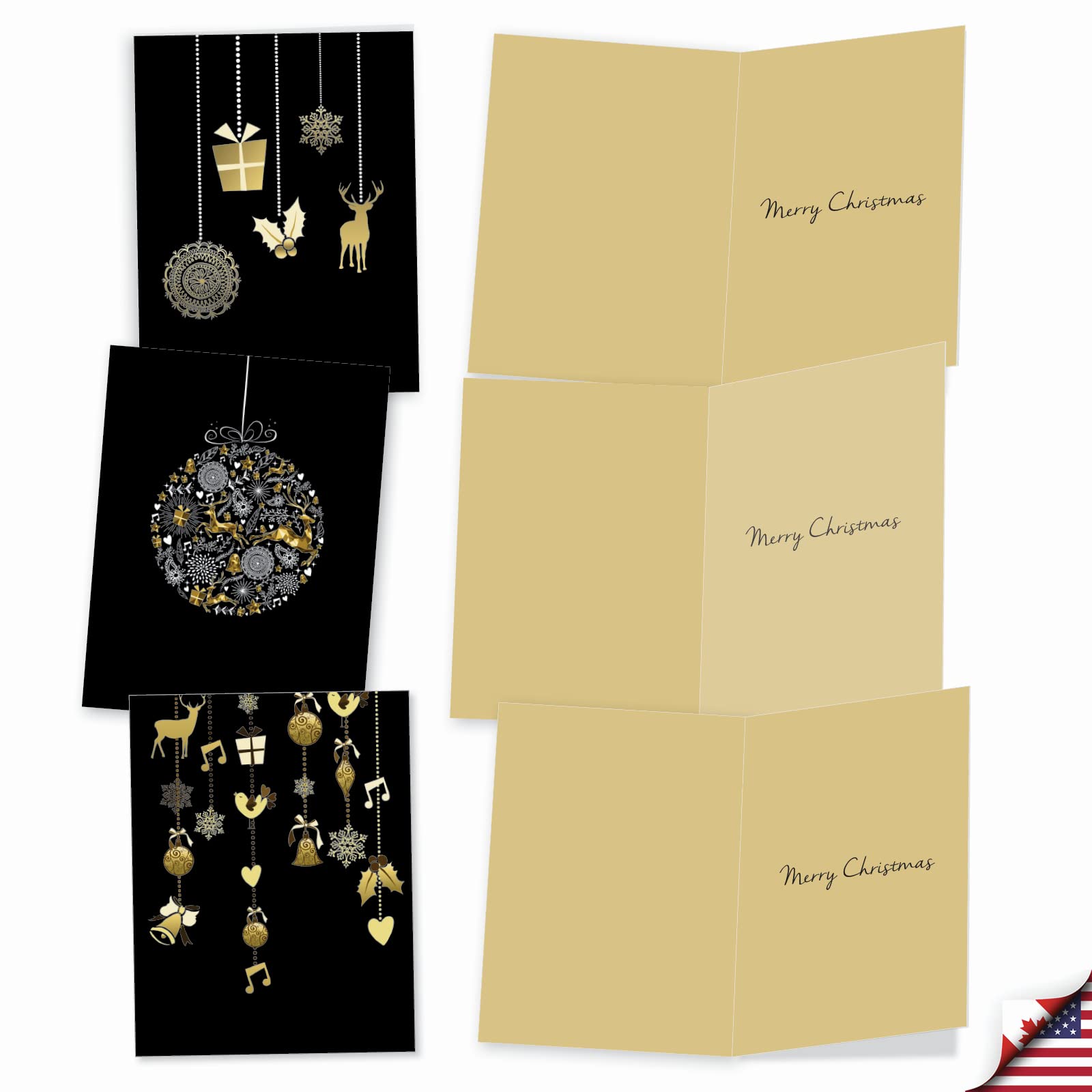 Lot De 10 Cartes De Vœux Noël Luxe - Design étincelant - Fête Et Festivités