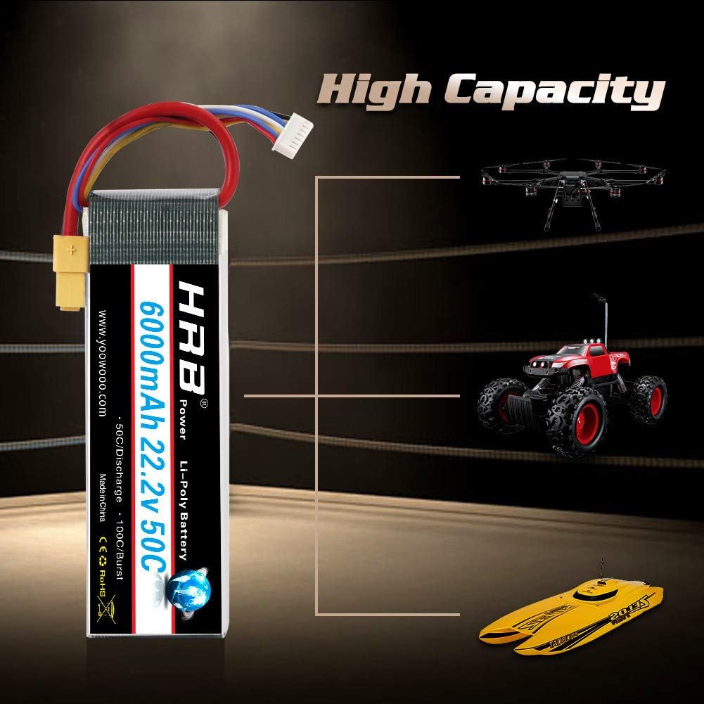 Exсluѕіvе Dіѕсоunt 80% оƒƒеr HRB 2packs 6S Lipo 22.2V 6000MAH 50C RC Lipo Battery with XT60 Plug for RC DJI E-Flite Airplane Quadcopter Helicopter Align 7.2 700L Yak 54 T-REX