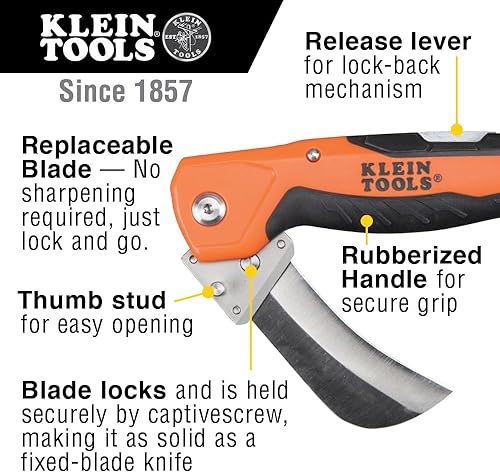 Miniatura 2 de Klein Tools 44218 cuchillo para despellejar cables, multiuso, con hoja reemplazable.