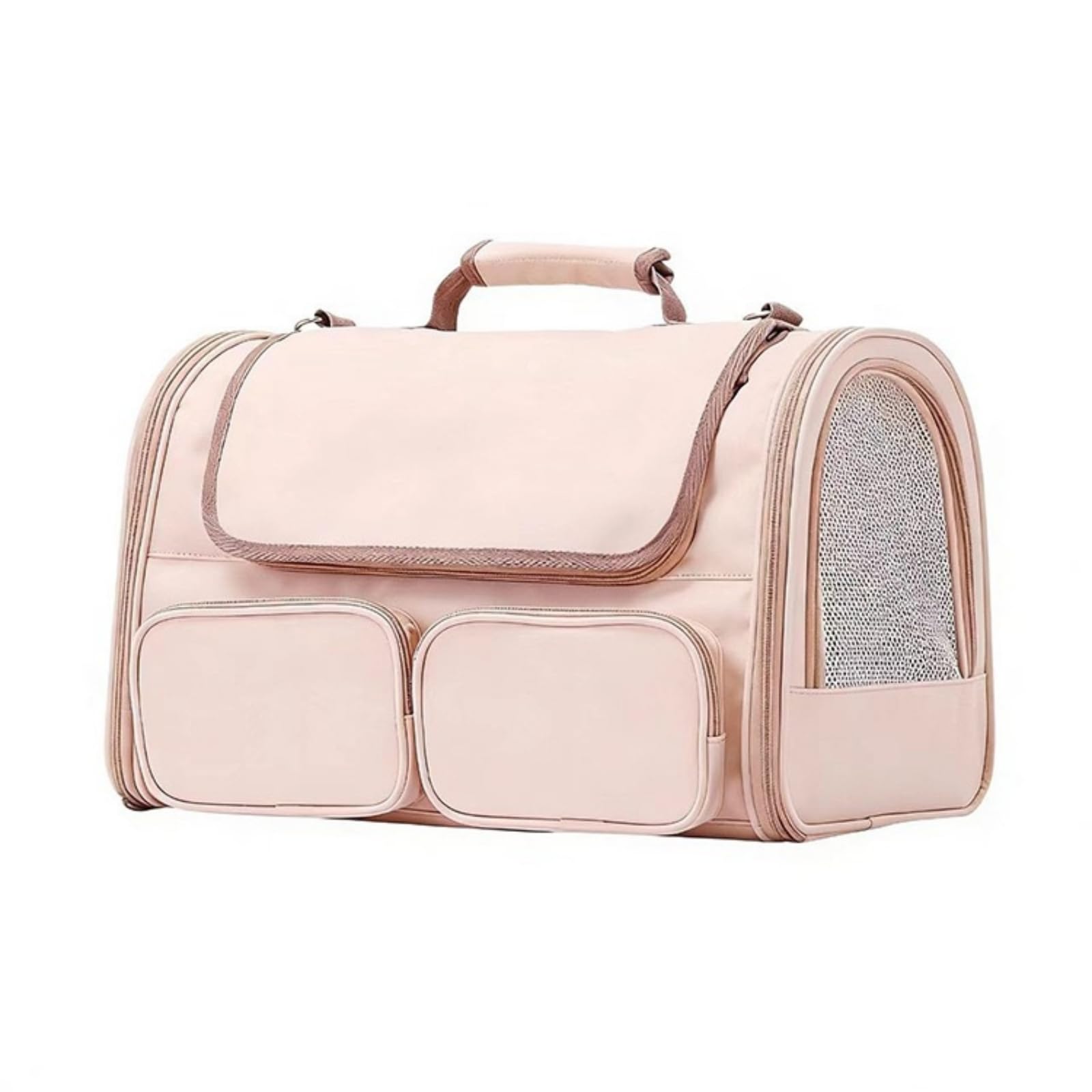 Trasportino per Animali Trasportino Borsa Gabbietta Borsa Viaggio Zaino con Tessuto Traspirante Pannelli in Rete Tasche Esterne Tracolla Imbottita, Rosa Carne