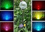 Solar Clear Crackle Glass Ball, Multi-Color Color Changing LED Light, Garden Decor Stake Yard LED Li