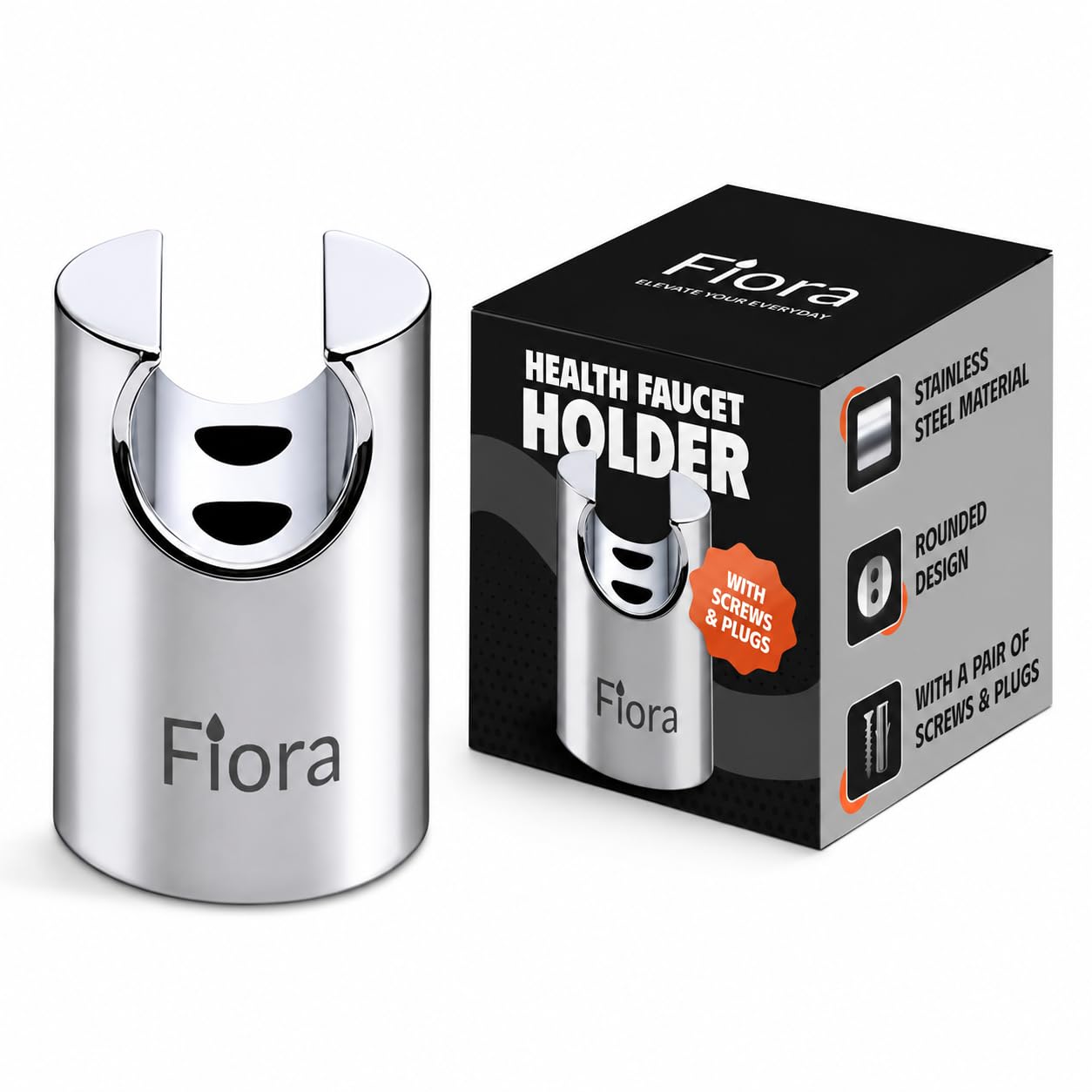 FIORA Heavy SS Wall Hook Faucet,Health Faucet Holder,Hand Shower Holder (Multi Purpose)| Wall Mounted Holder/Hook, Round-Chrome Finish, (Pack of 1)-image-11