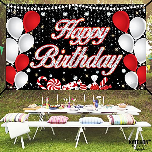 Katchon, Xtralarge Red Happy Birthday Banner - 72X44 Inch Diamond Red And Black Birthday Decorations, Happy Birthday Banner Red And Black For Red Birthday Decorations | Red Happy Birthday Backdrop #TOP7