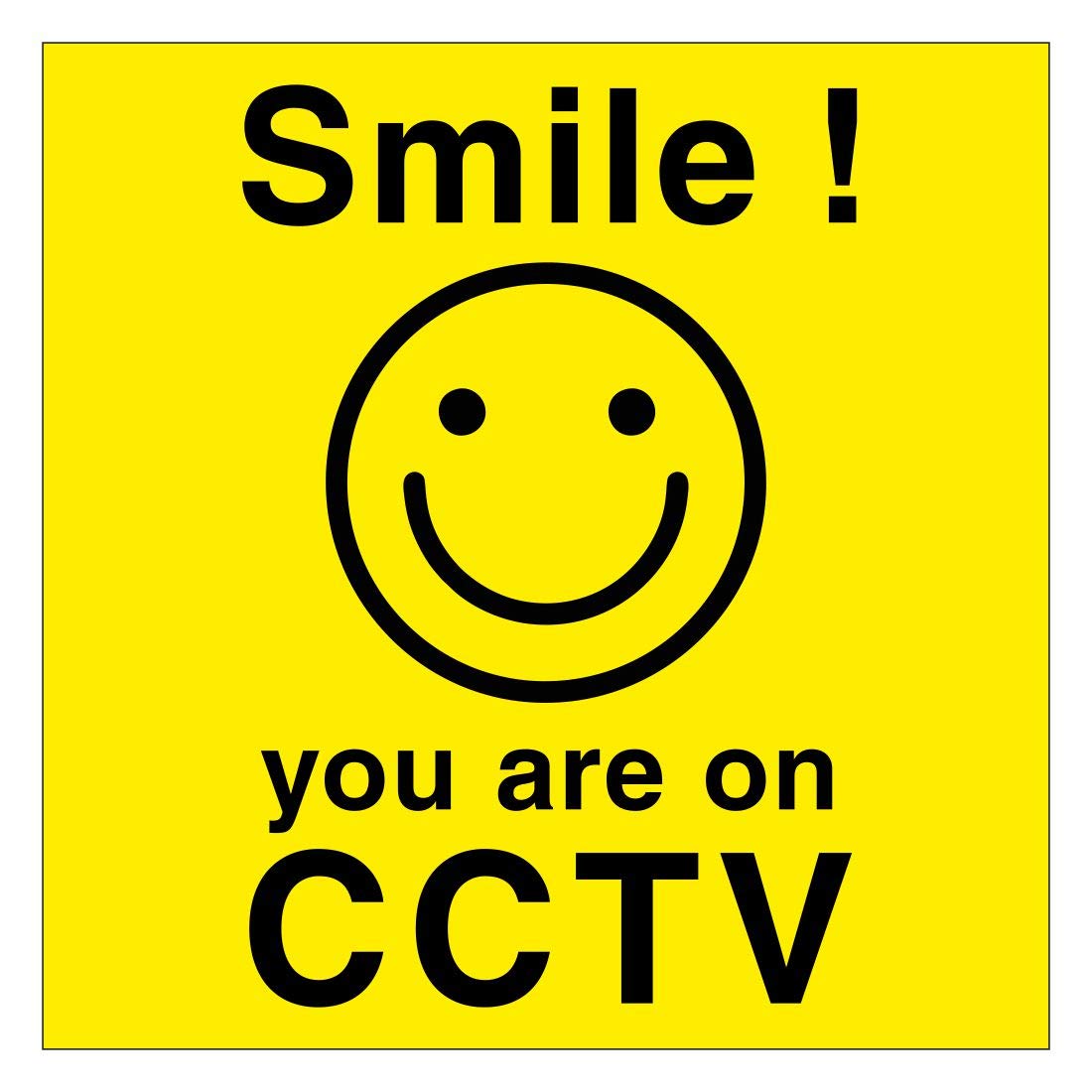 CCTV security sign Smile you are on CCTV Deterrent against theft and criminal damage Self adhesive vinyl sticker 120mm x 120mm Ideal for home owners and businesses (30)