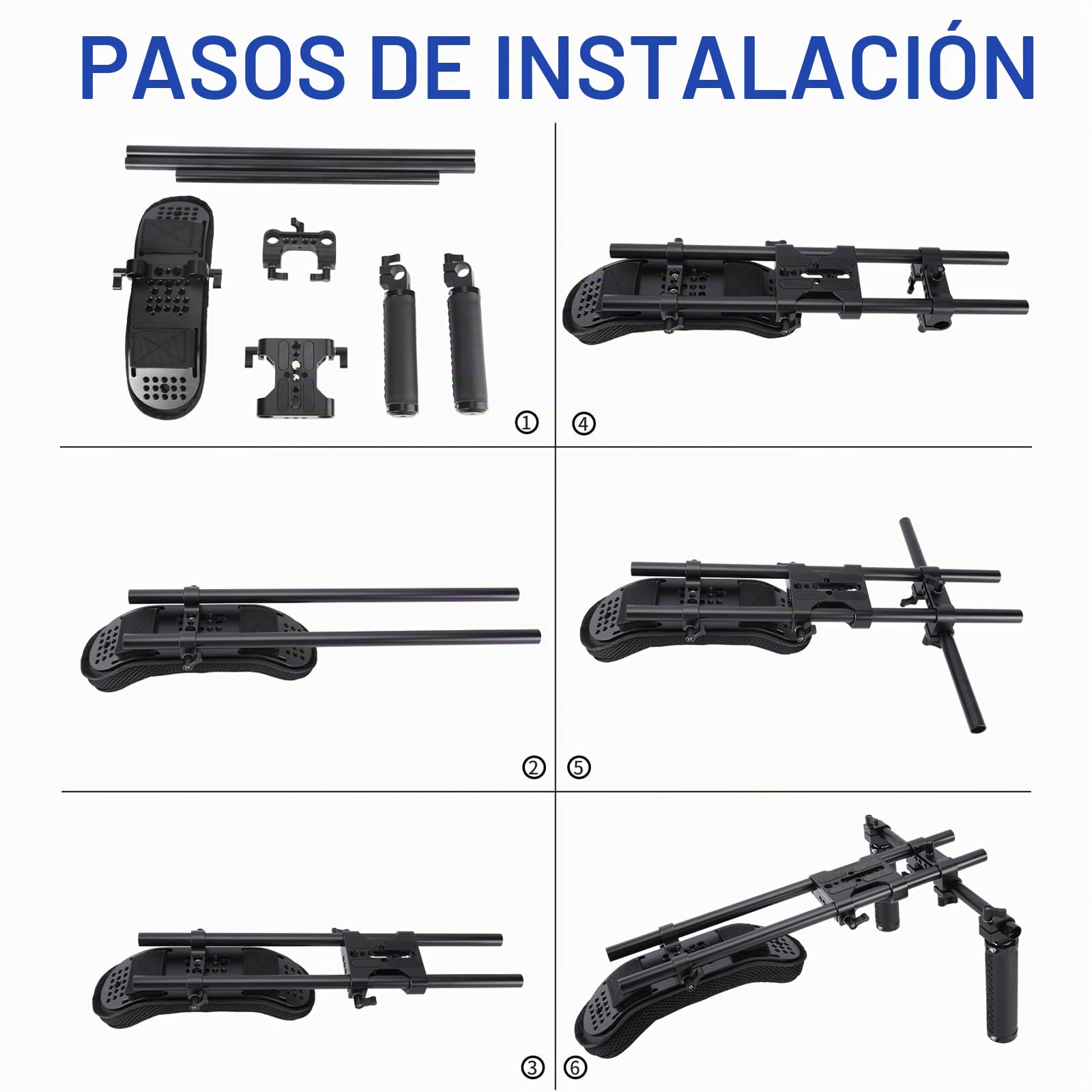 NICEYRIG Sistema de Soporte de Almohadilla de Hombro de 15 mm para cámara réflex Digital sin Espejo, Plataforma de rodaje de vídeo Estable con Placa Base Universal - 435
