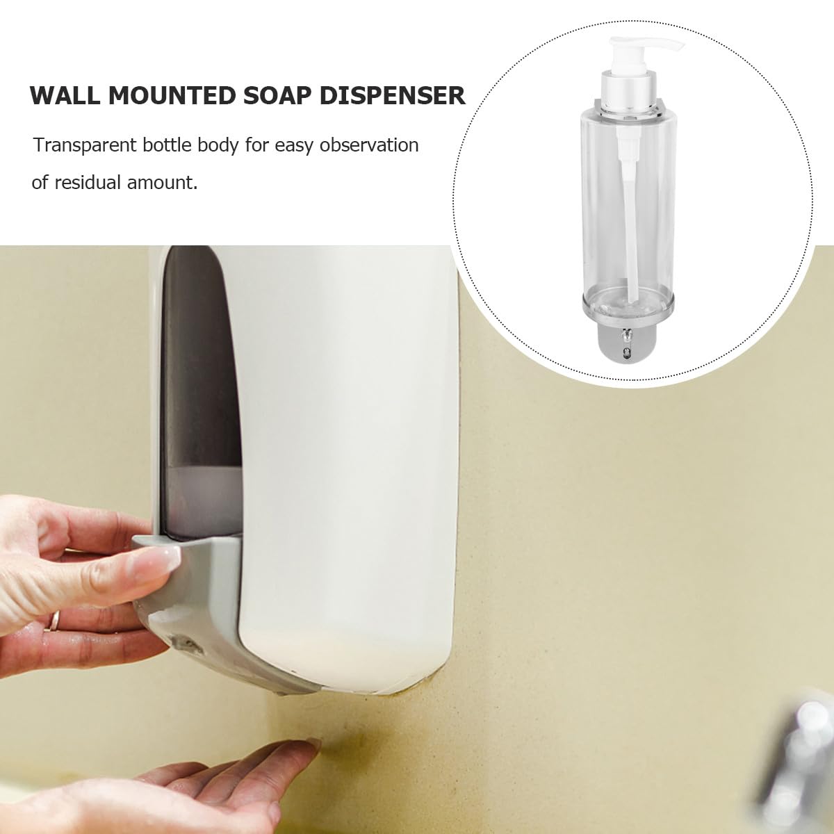 HOMSFOU Dispenser di Sapone Liquido da Parete in Metallo 300ml, Pompa Erogatrice Ricaricabile per Bagno e Cucina, Supporto per Shampoo, Balsamo e Lozioni, per Uso Domestico e Strutture