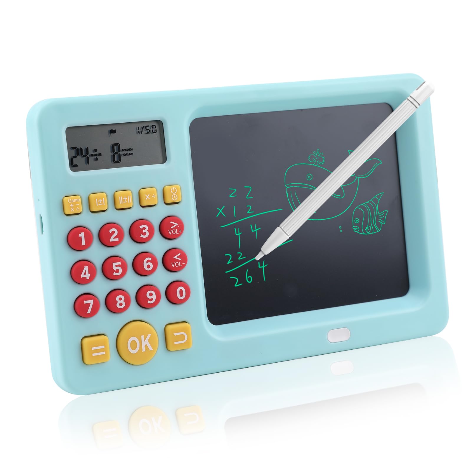 RunquitKids Math Calculator, Toddler Math Games Educational Toys Gifts for Boys Girls, Number Calculate Training Machine & Lcd Drawing Scribble Boards Arithmetic Learning Toys for Kids 4+