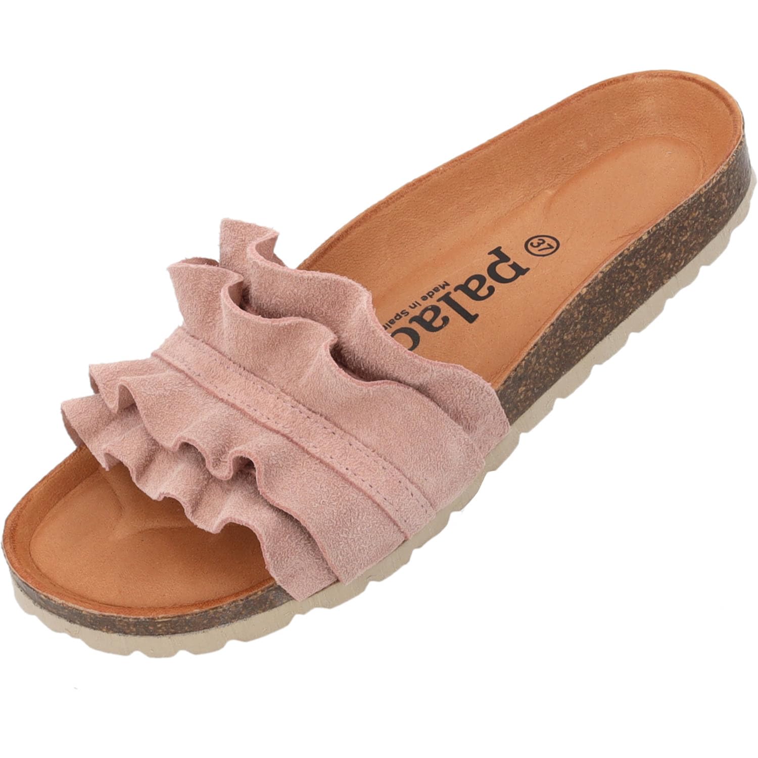 Palado Pantoletten Damen Vilnado - bequeme Sandalen Made in Spain - Hausschuhe mit Kork-Fußbett - modische Sommerschuhe