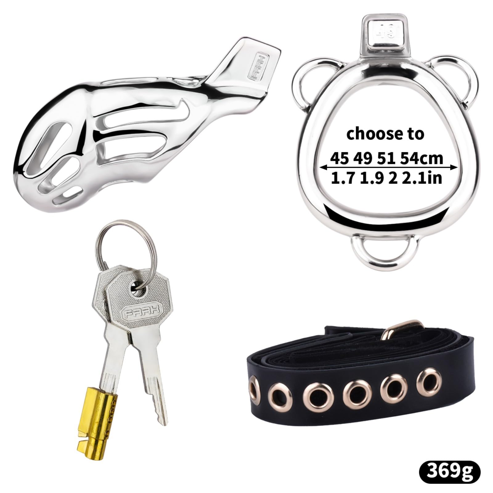 Cage Chastetée en Métal avec Laisse Cage de Chasteté Pénis avec Serrure Invisible et 2 Clés pour Homme Pénis Bondage Sex Toys Chasteté pour Pénis en Acier Inoxydable Respirante (1.7in,B)