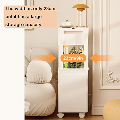 Miniatura 3 de Armario móvil para aperitivos, carrito de almacenamiento de plástico de 3 niveles con ruedas, carrito utilitario para dormitorio, sala de estar,