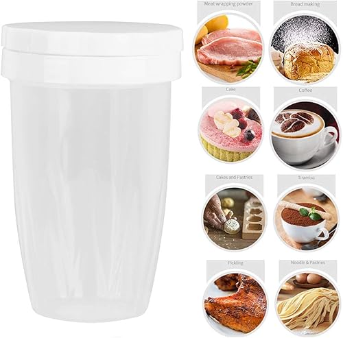 Miniatura 2 de Coctelera de polvo de plástico con tapa, agitador de azúcar en polvo con tamiz de malla fina para azúcar en polvo, harina de cacao, chocolate, café,