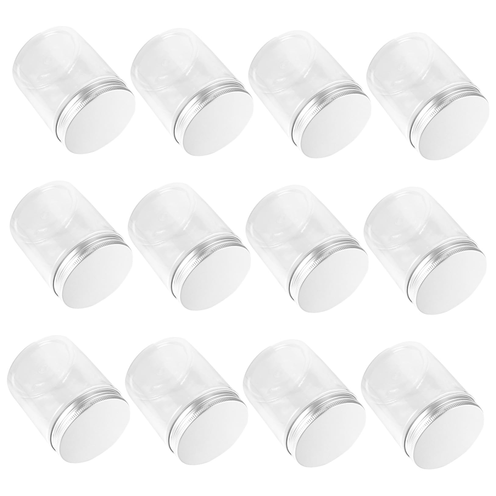 Gatuida 12piezas Frascos de Plástico para Almacenar Transparente Tapa de Aluminio Organizadores de Cocina Recipientes para Refrigerios Contenedor para Alimentos de Cocina