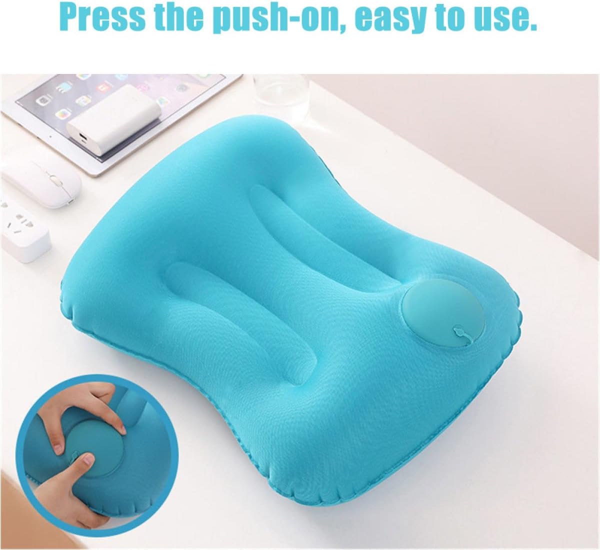 Yardwe Portable Travel Inflatable Pillow Lightweight Milk Silk Back Cushion Quick-inflate Lumbar Support Pillow for Camping Hiking Outdoor Use