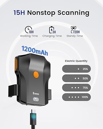 Miniatura 4 de Eyoyo Bluetooth Escáner de Código de Barras Inalámbrico Lector de Código de Barras 1D Portátil con Clip para la Parte Trasera del Teléfono para