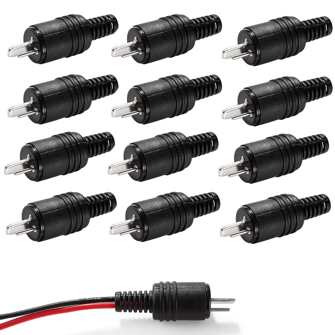 2-Pin Male DIN Connectors 12-Pack HiFi Speaker Audio Plug Adapter Stereo Locking