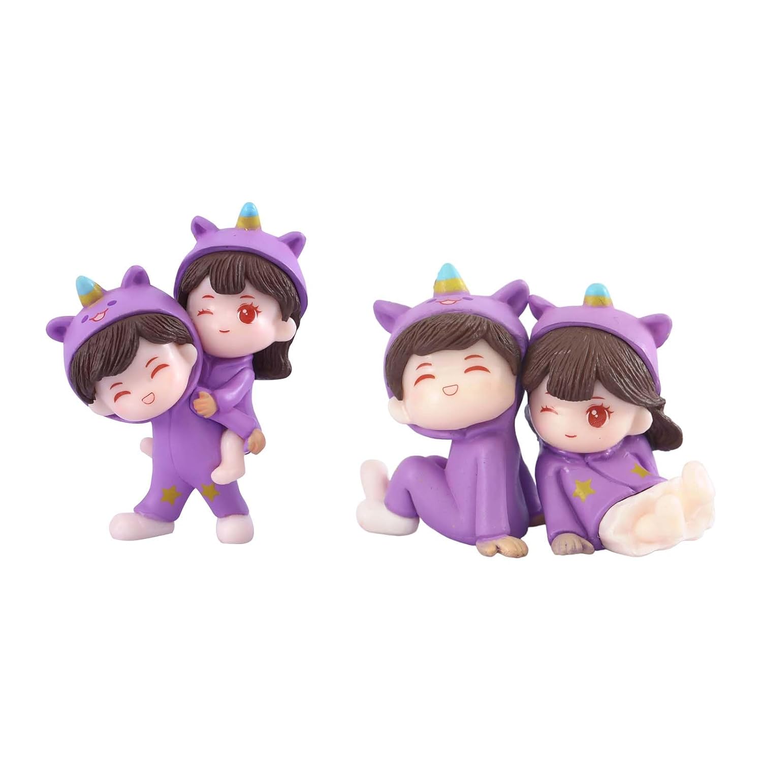 2 Set of Miniature Decorative Items, Unicorn Couple Figurine Set, Romantic Gift for Couples, Car Dashboard Decor Accessories, Perfect for Valentine’s Day and Anniversaries