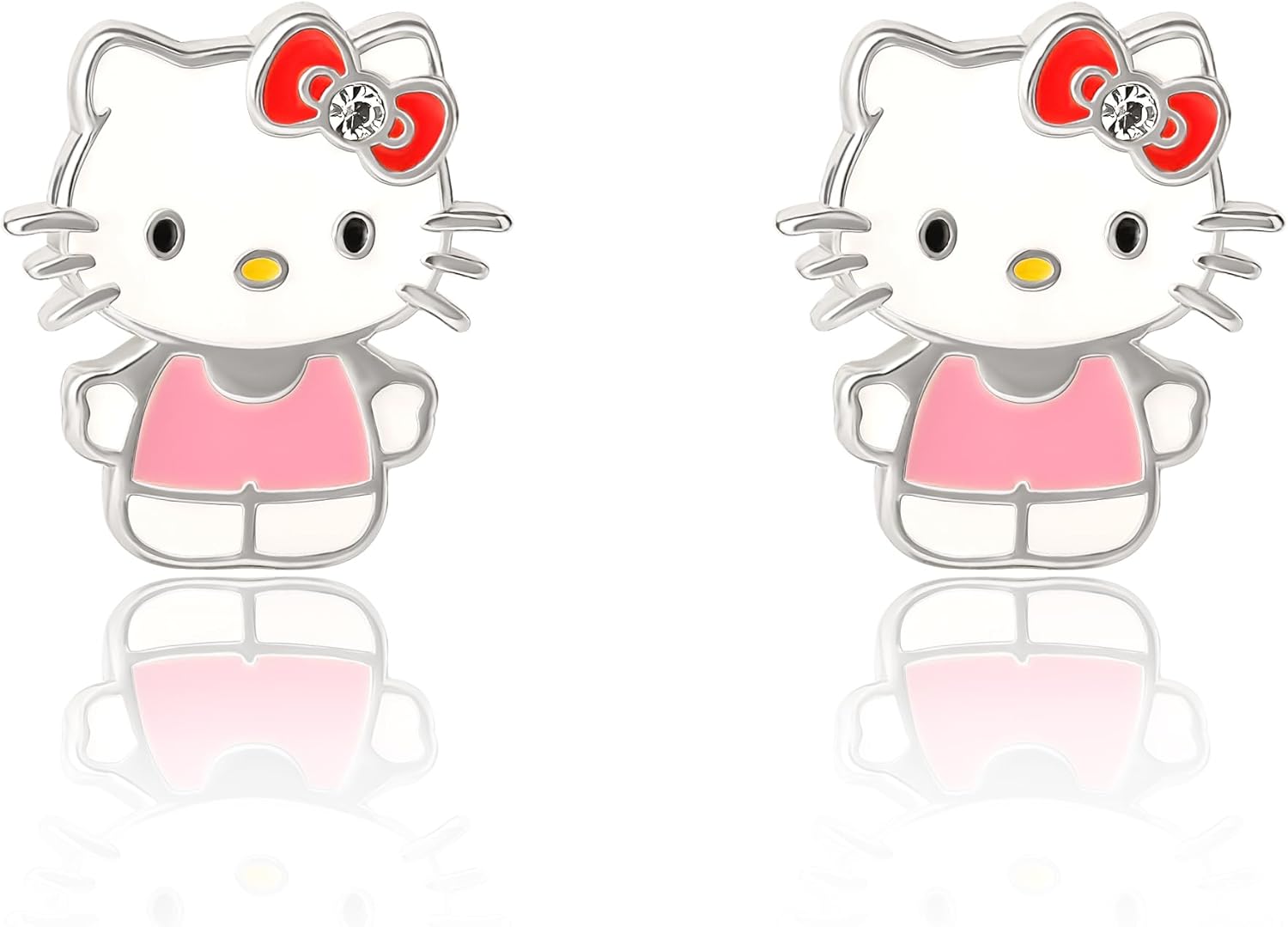 Sanrio Hello Kitty & My Melody Women's Stud Earrings Collection – Silver Flash-Plated, Enamel & Crystal Designs, Officially Licensed Jewelry - Image 5