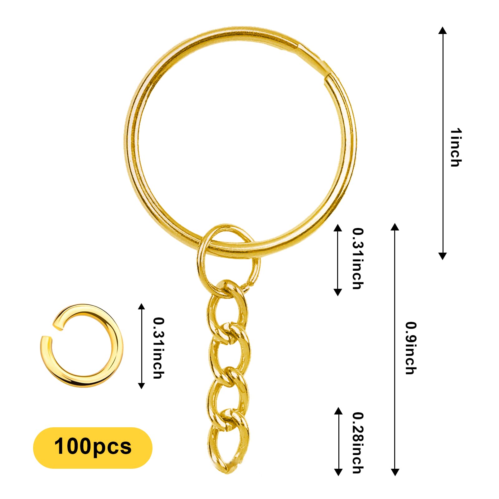 100 Anellini Portachiavi In Acciaio Inox 30mm - Con Apertura A Scatto, Per Chiavi E Fai Da Te - Foto 2