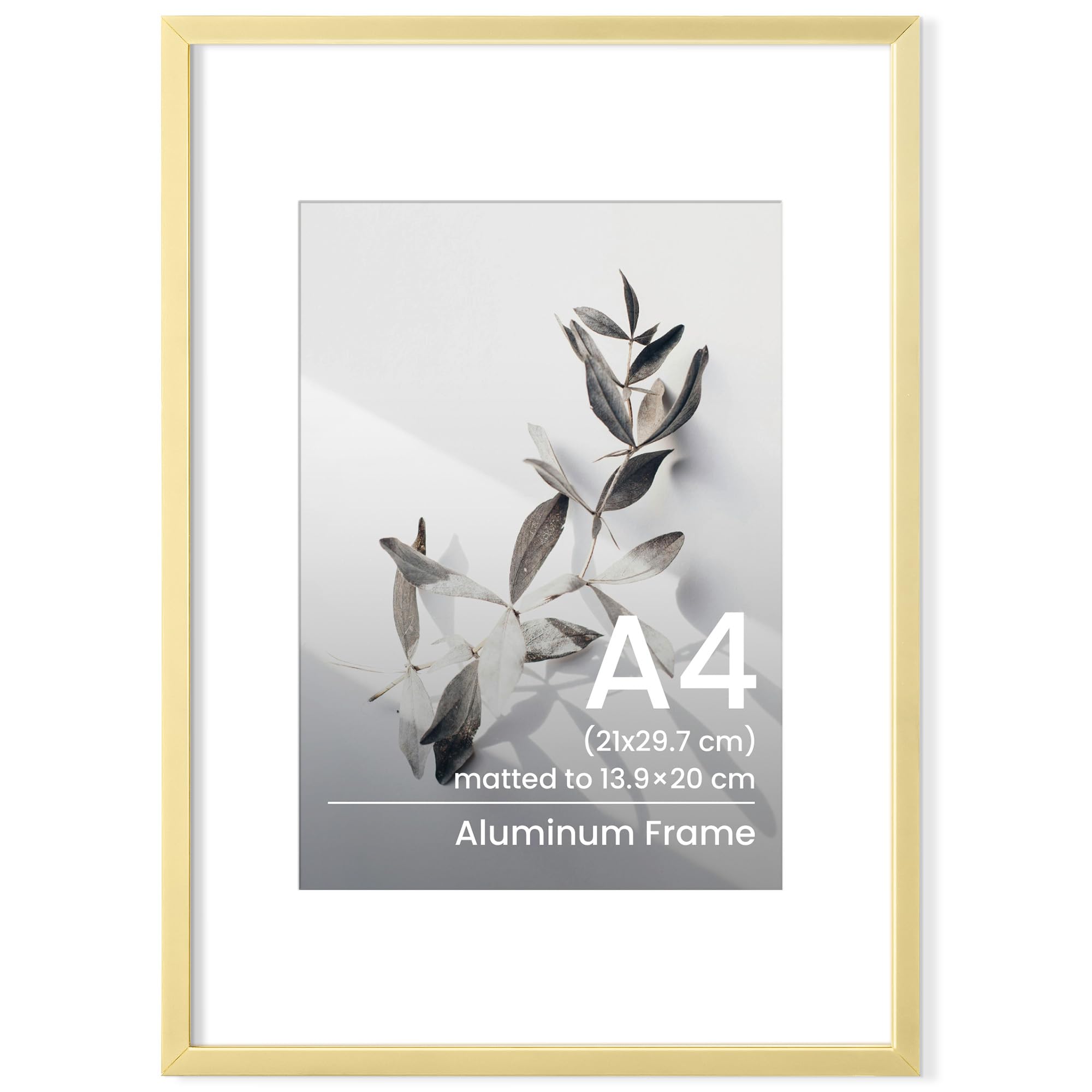 Cadre photo A4 doré élégant en aluminium pour affiche d'art