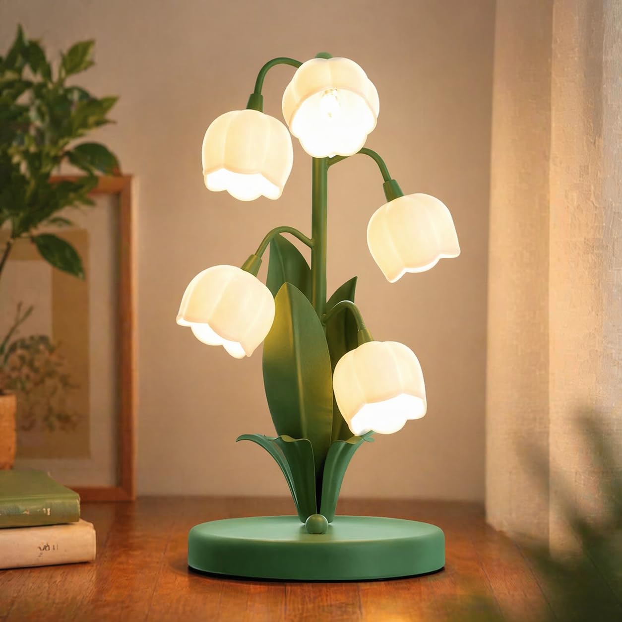 フラワーランプ WERFOP Vintage Lily of the Valley Flower Table Lamp Green | 3