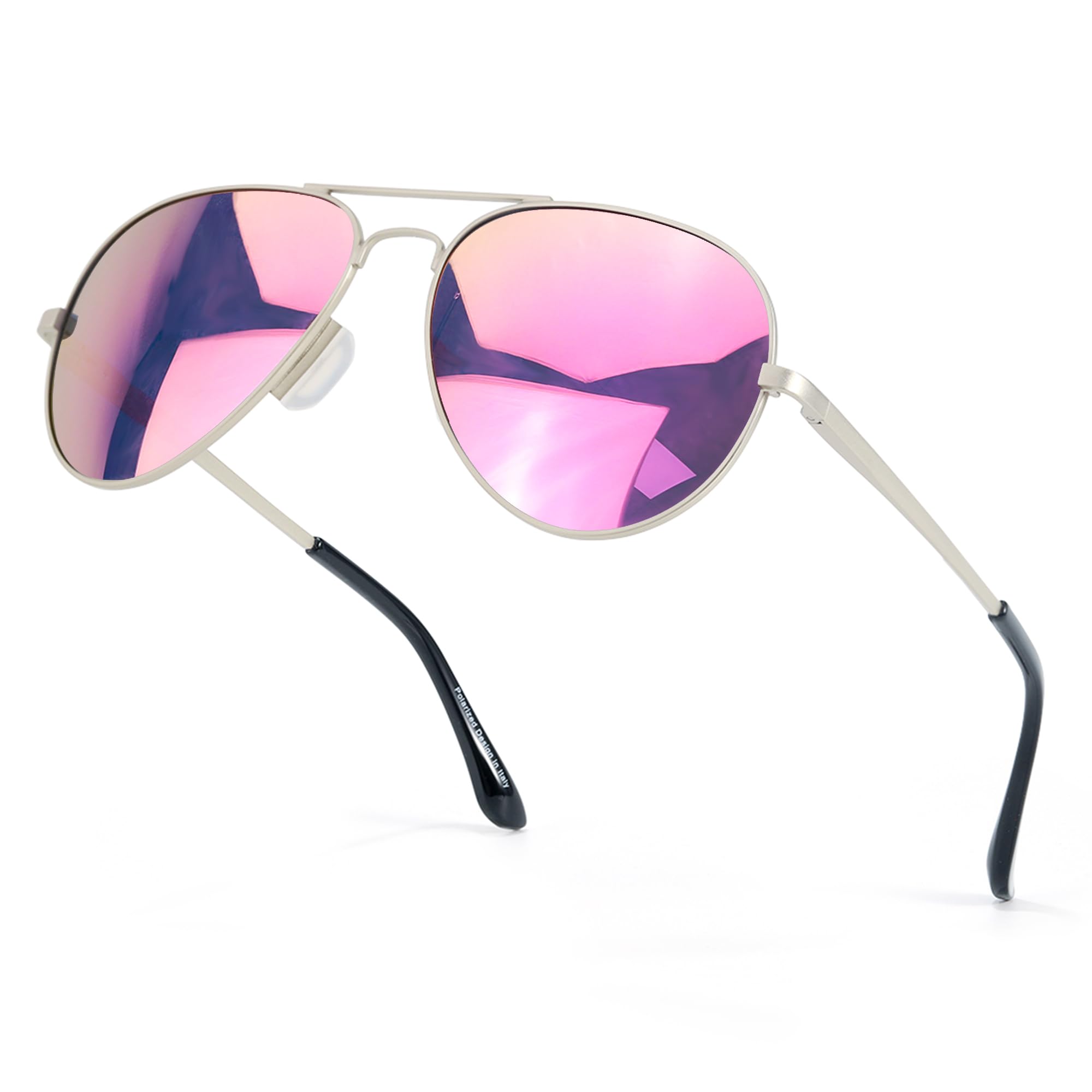 SIPHEW Womens Aviator Polarized Sunglasses - Oversized Mirrored Double Bridge Sunglasses w UV Protection for Women Men