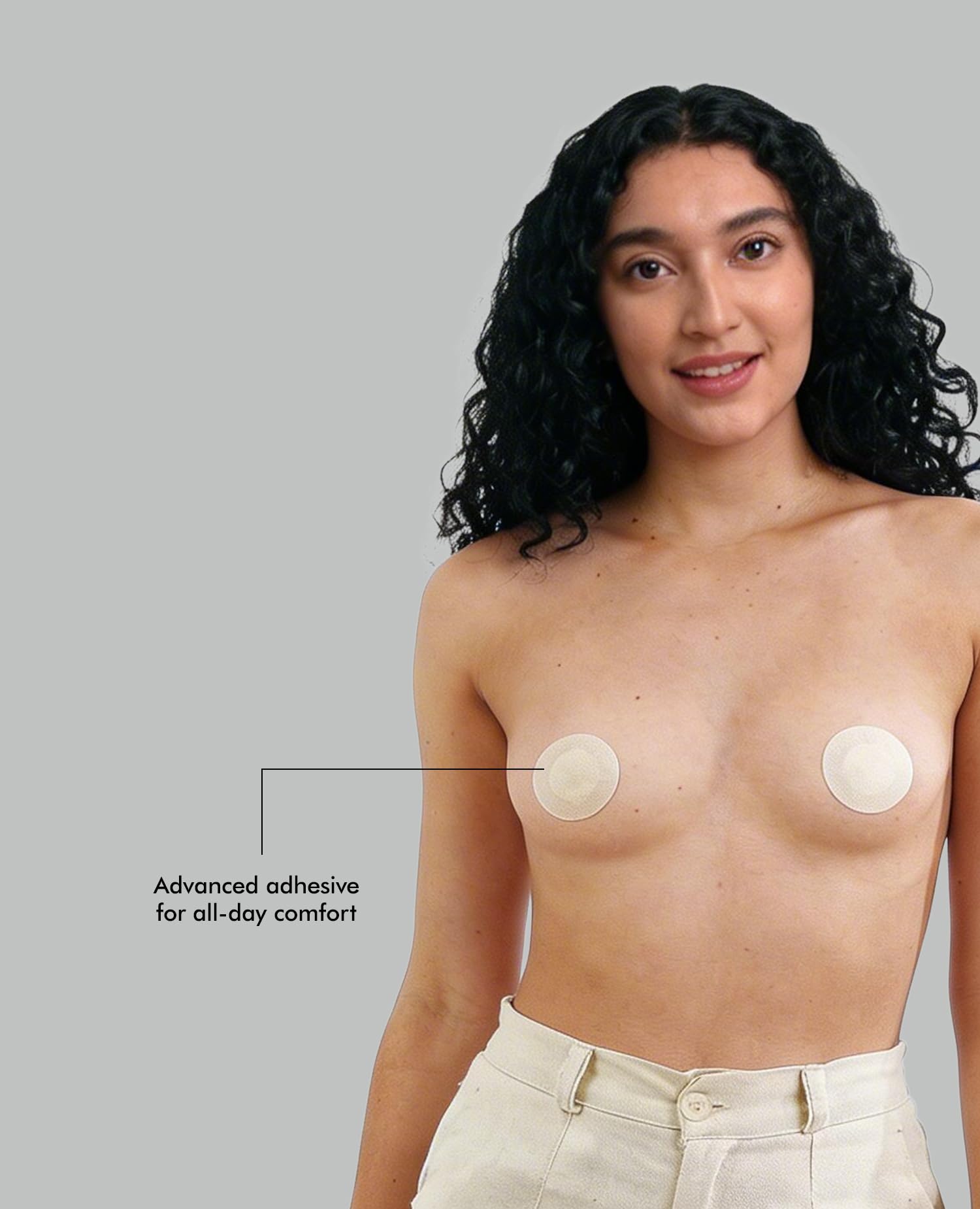 PINQ POLKA Premium Disposable Nipple Cover Pasties Stickers for Women| Skin Friendly |Breathable| Sweat Proof |Up to 12 Hrs Sticking Capacity |Reusable Cloth Bag - 10 Pcs Beige 4