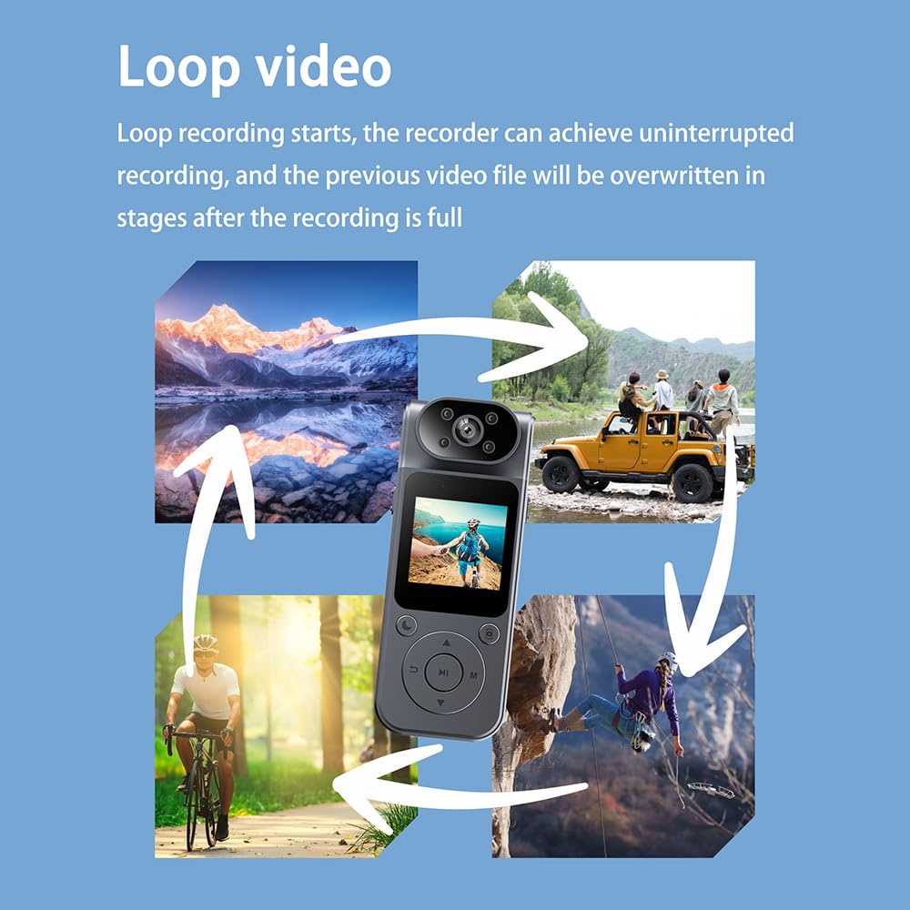 TKMARS Cámara Deportiva Mini 4K 170° Amplio Sin Distorsión, 180° Giratoria, WiFi, Impermeable, Visión Nocturna, Clip Magnético - Ideal para Esquí, Surf, Vlogs