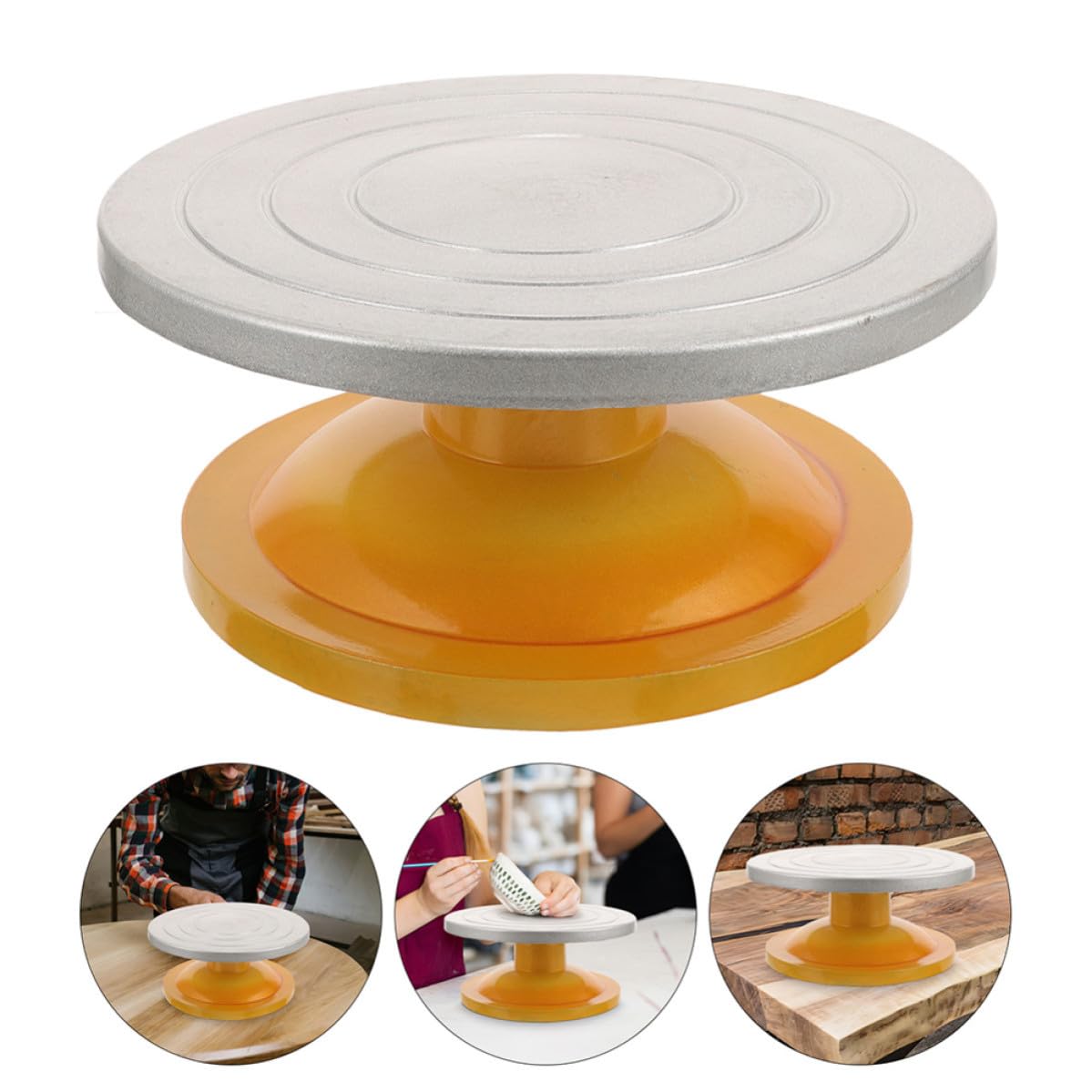 Sosoport Plato Giratorio para Pasteles de 25cm, 2 Piezas, Metal Plástico