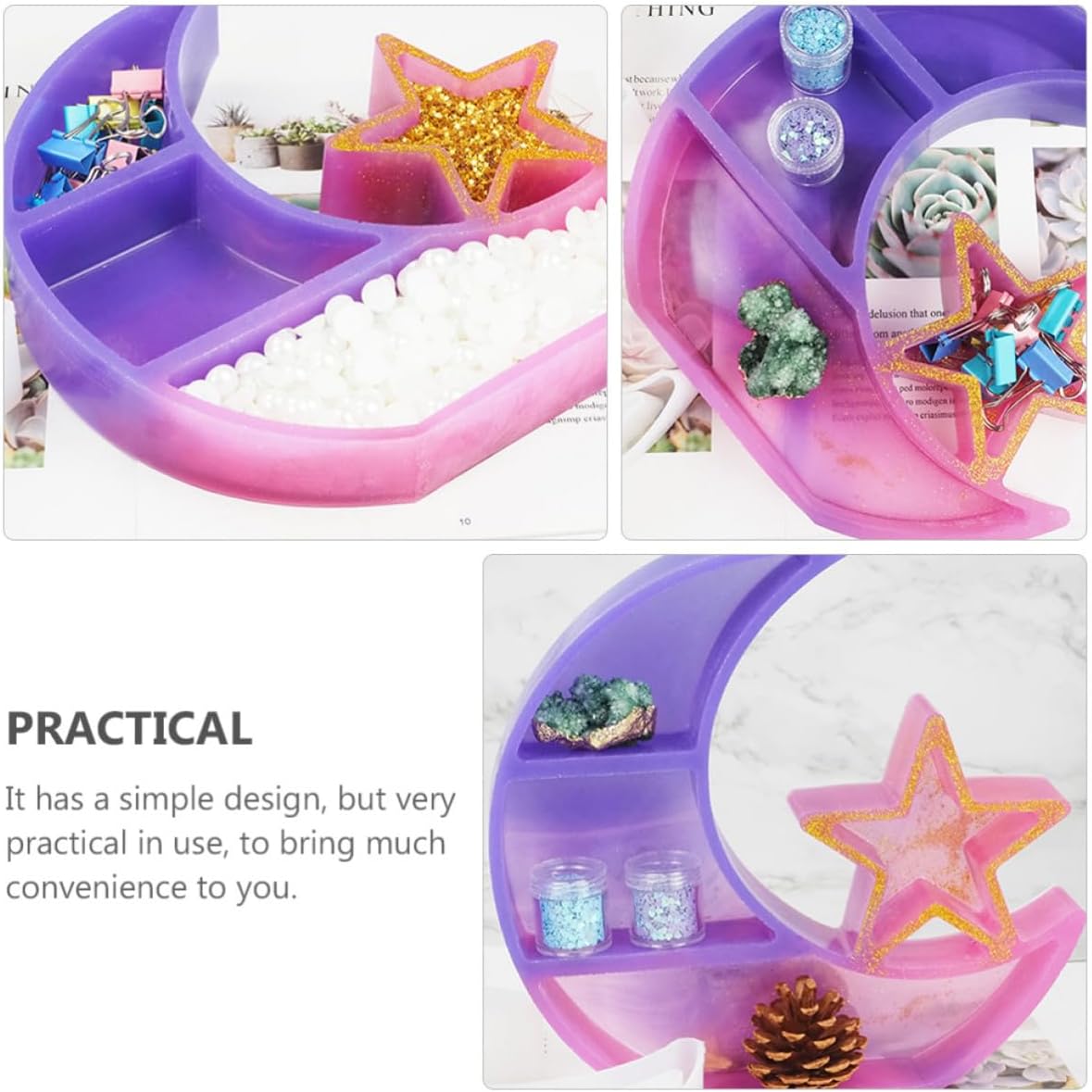Moon Star Storage Box Epoxy Casting Mould for DIY Silicone