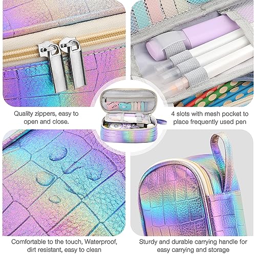 Image of Jcocylse Large Capacity Pencil Case Portable Pencil Pouch Bag School Supplies for College Students Girls Boys Adults (Purple-B)