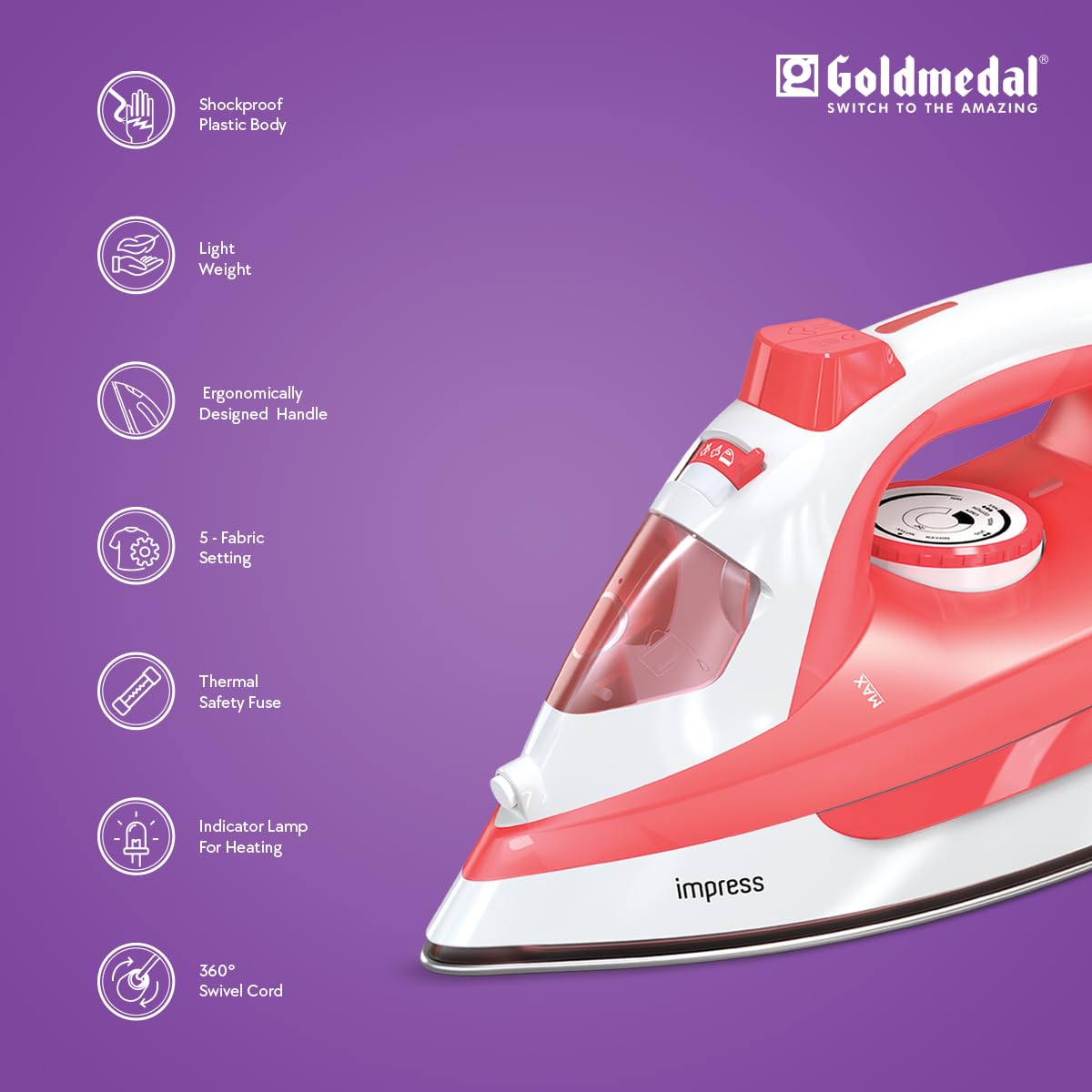 Goldmedal Impress Steam Iron - Self Cleaning -5