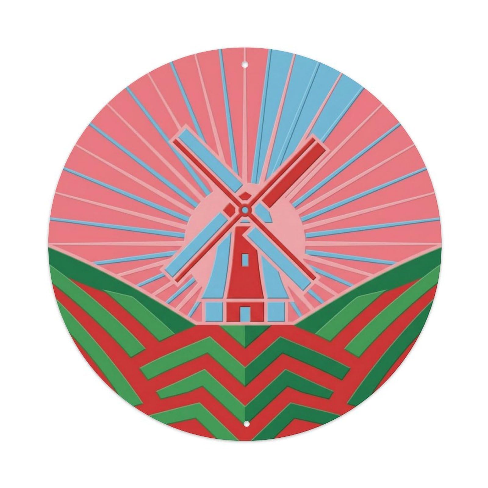 Amsterdam Radiant Windmill Travel Metal Tin Sign Plaque Wall Decor for Cafe, Club Bar, Office, Home Garden Round Metal Poster 8x8Inch