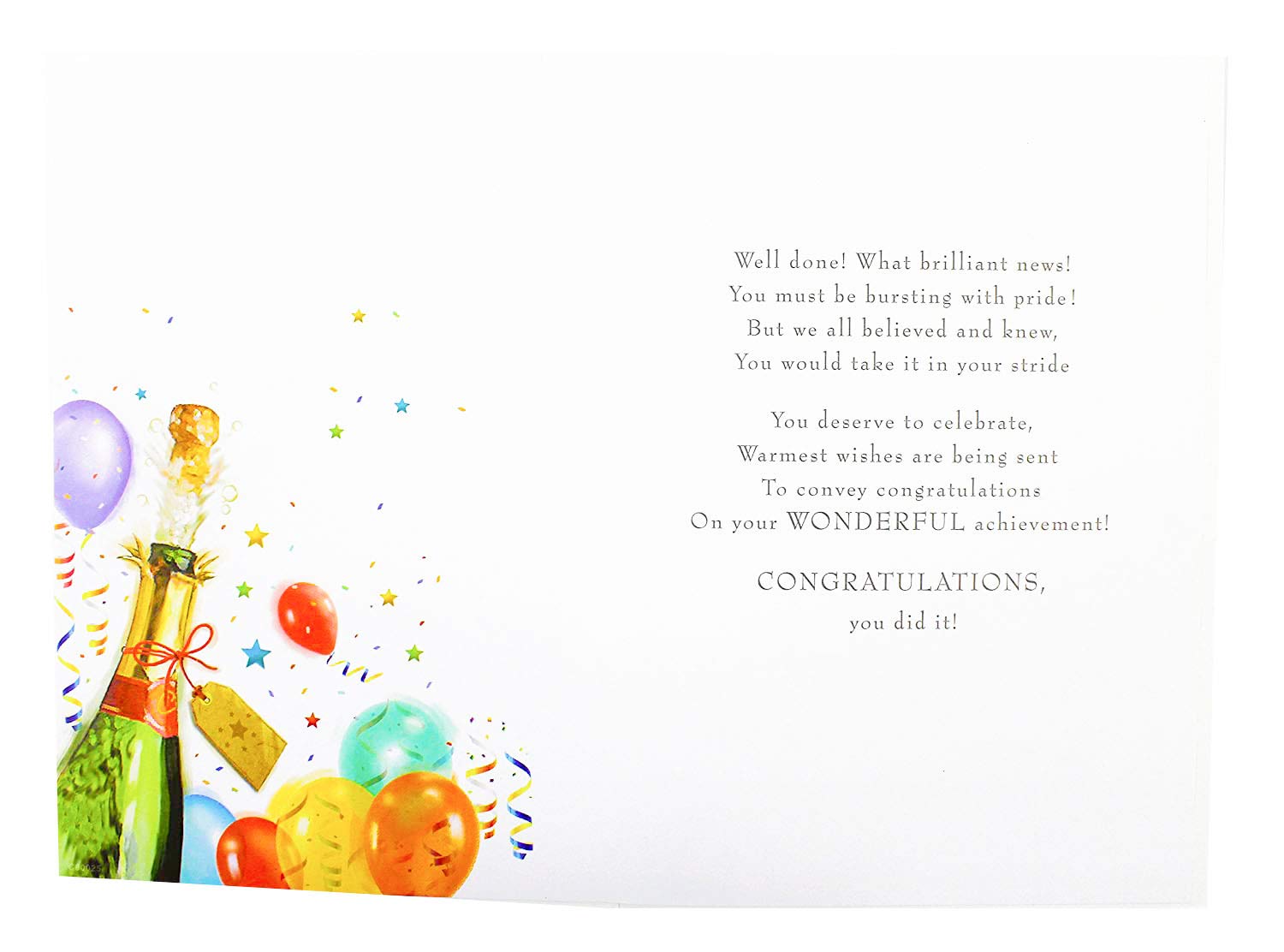 Congratulations You Did It Greeting Card & Envelope Seal Verse Large