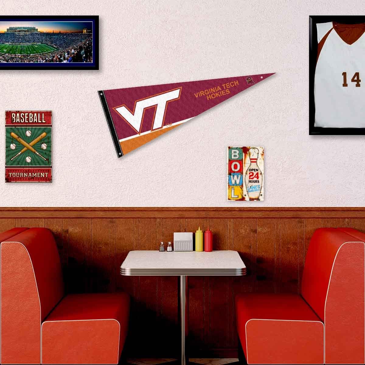VA Tech Hokies Pennant Flag and Wall Tack Mount Pads