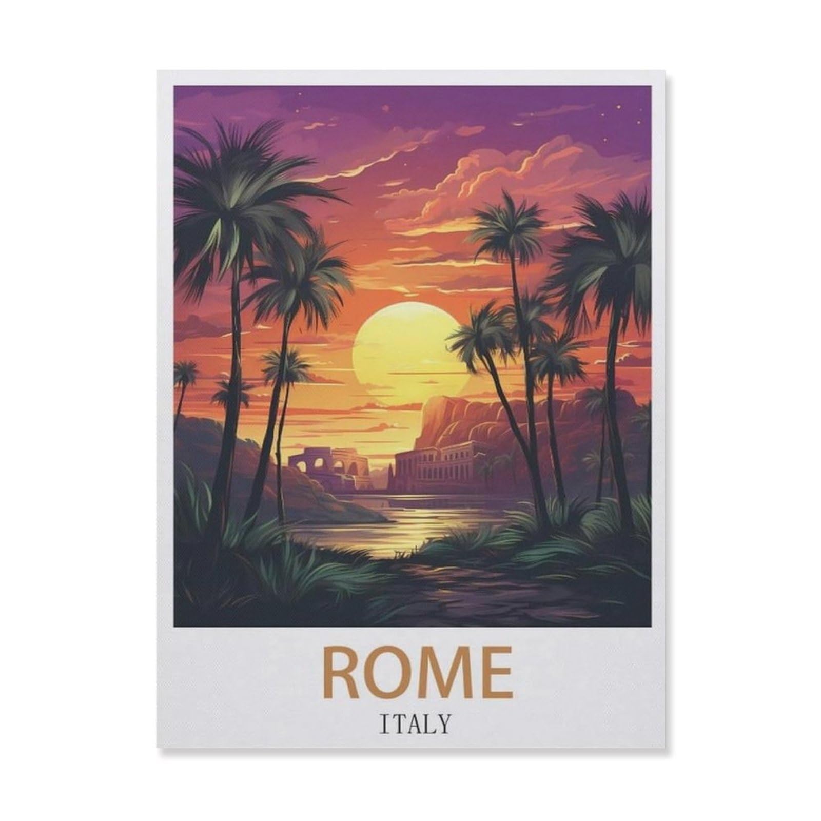 Vintage Wall Decor Metal Poster Plaque，Rome Italy(15x30cm）