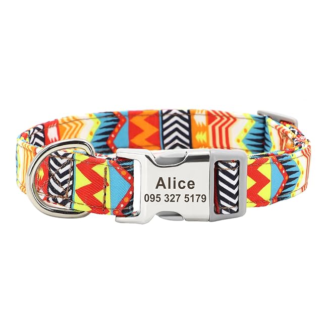 SARUEL Collar De Perro Grabado De Nailon Personalizado para Gatos Y Perros,Collares con Hebilla,Collar…