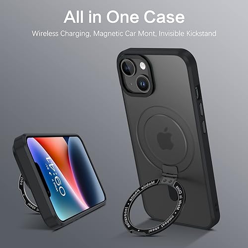 Miniatura 3 de DUEDUE Funda magnética para iPhone 14, iPhone 13 con soporte invisible compatible con Magsafe, funda protectora de cuerpo completo, delgada, a