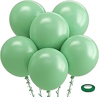 Vista 116 de Bezente Globos de látex verde lima para fiesta, paquete de 100 globos de color verde claro de 12 pulgadas, globos redondos de helio verde fruta