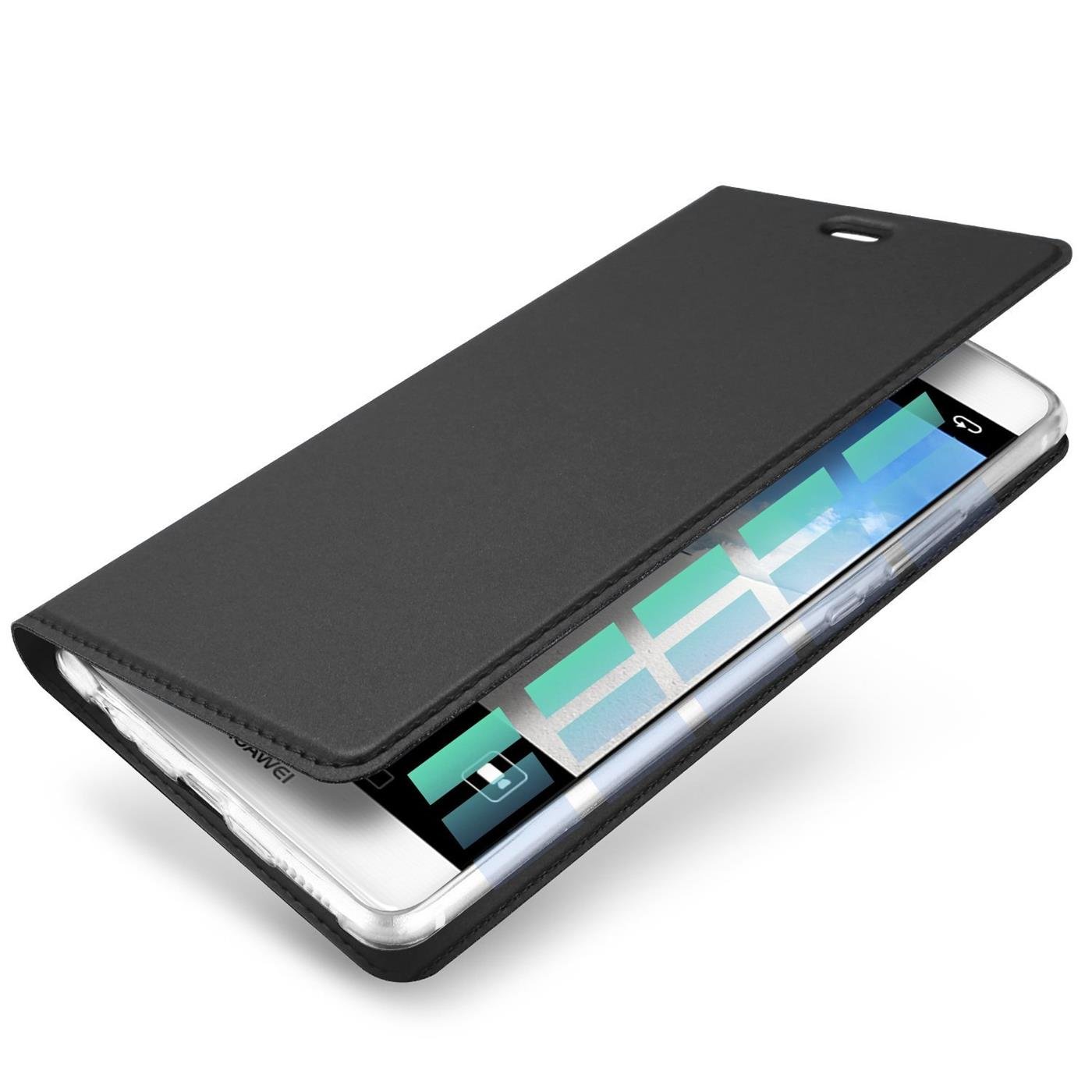 Verco Case compatible with Huawei P10, Flip Wallet Cover with Magnetic Closure for Huawei P10 Phone Case - black - Image 4