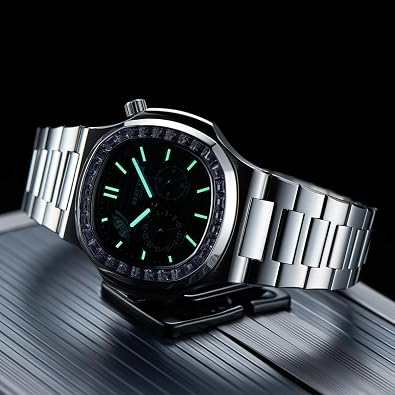 REEF TIGER Automatic Watch, Blue Dial, Stainless Steel Band, Silver Case